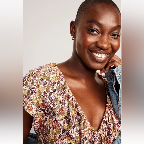 Old Navy Women's Waist-Defined Flutter-Sleeve Floral Mini Dress Cottagecore Y2K - Picture 3 of 15